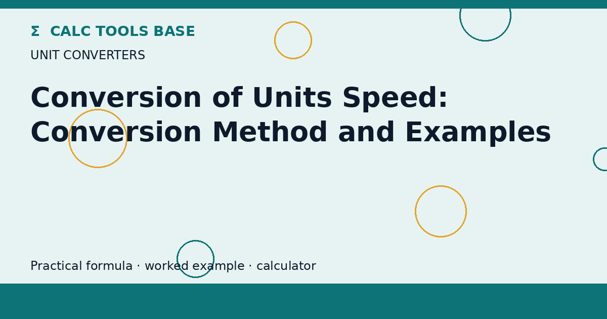 Conversion Of Units Speed