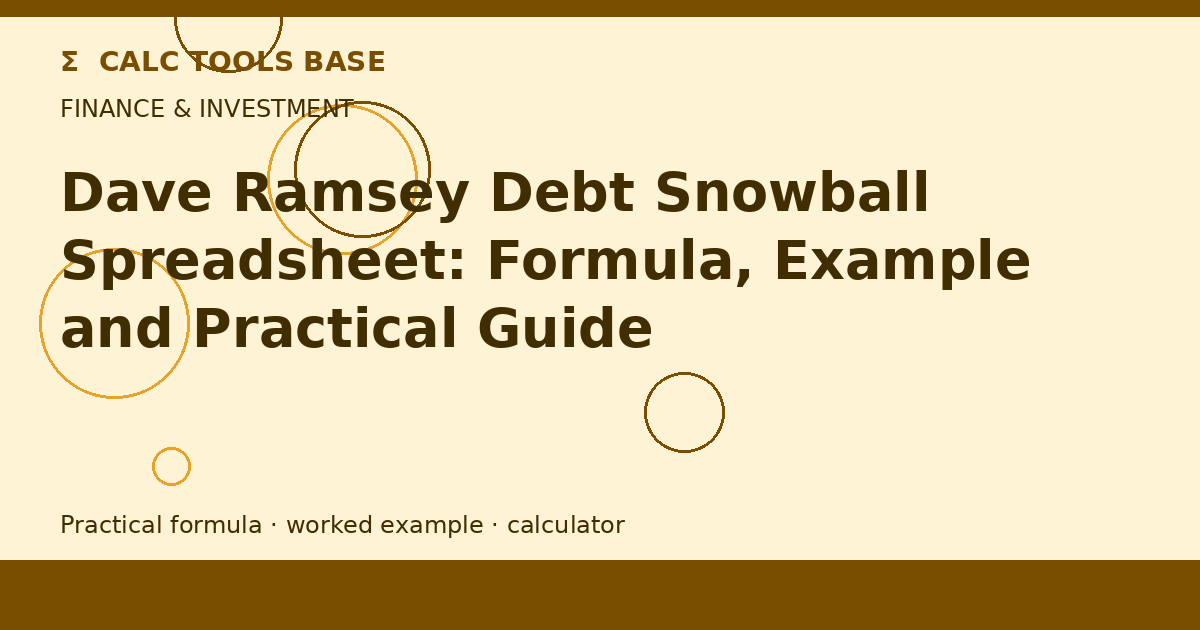 Dave Ramsey Debt Snowball Spreadsheet