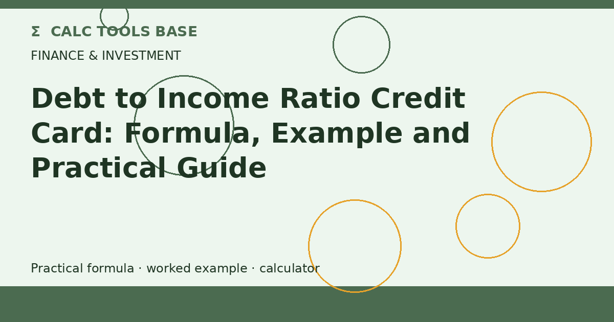 Debt To Income Ratio Credit Card