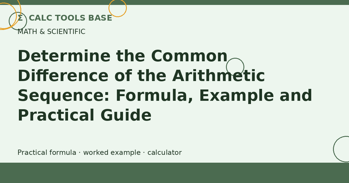 Determine The Common Difference Of The Arithmetic Sequence