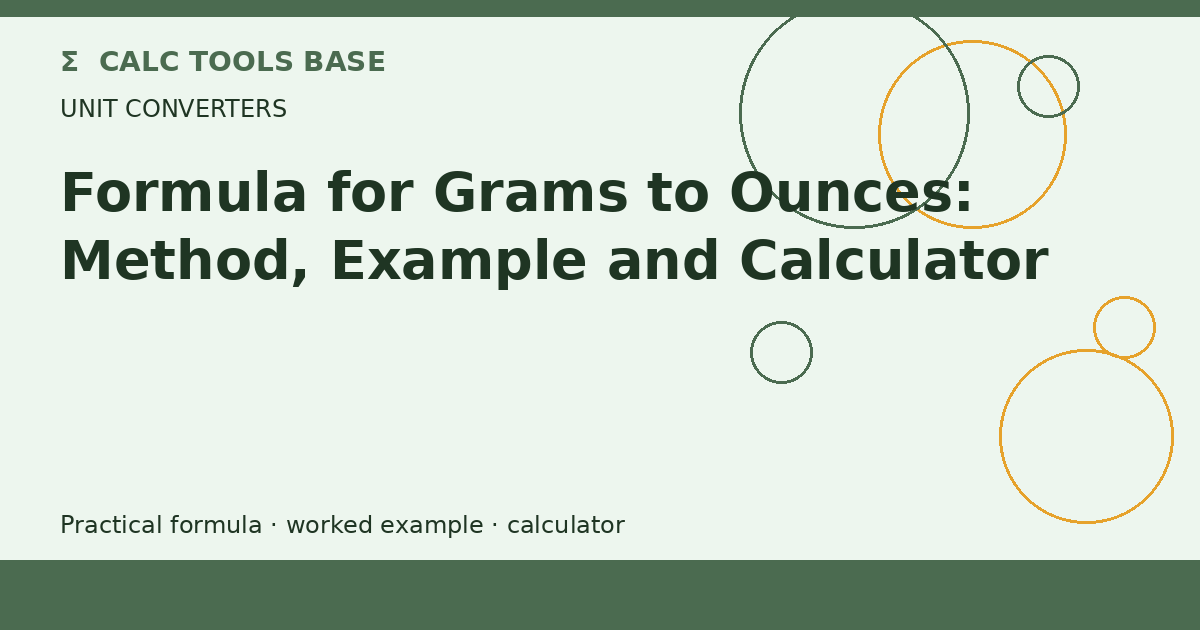 Formula For Grams To Ounces