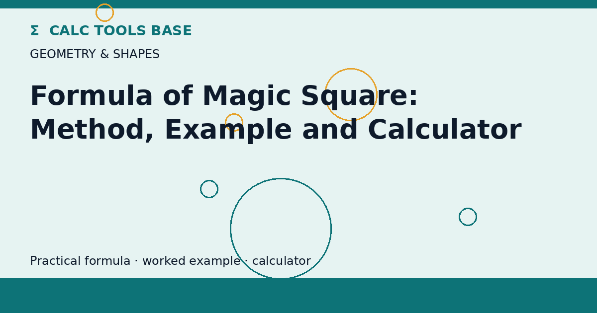 Formula Of Magic Square