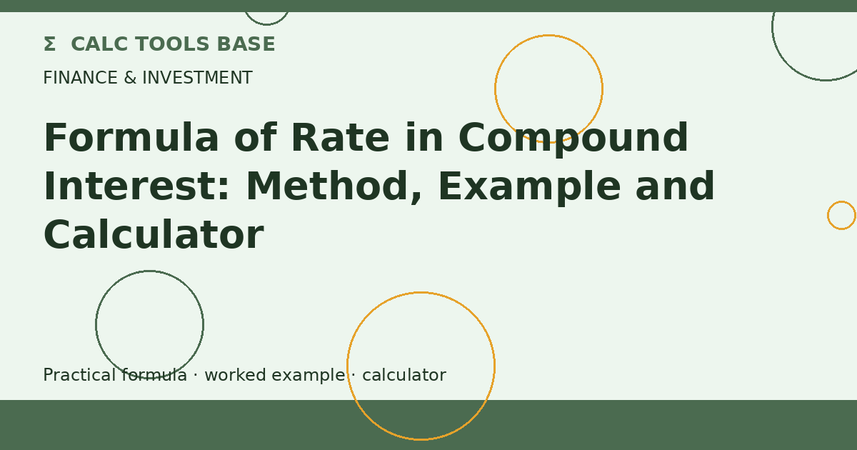 Formula Of Rate In Compound Interest