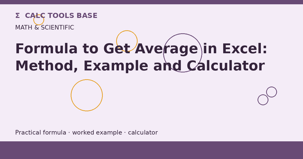 Formula To Get Average In Excel