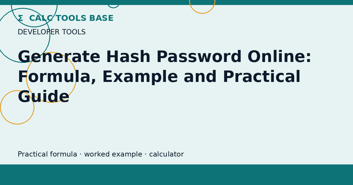 Generate Hash Password Online