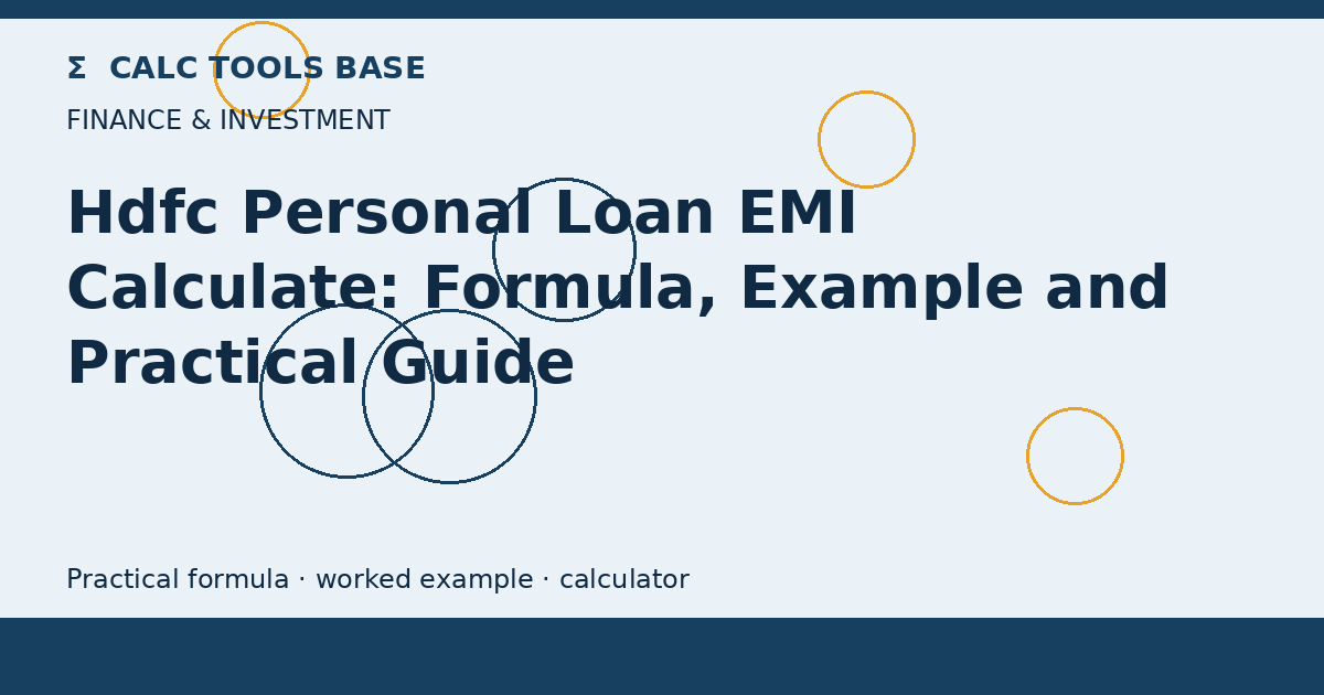 Hdfc Personal Loan EMI Calculate