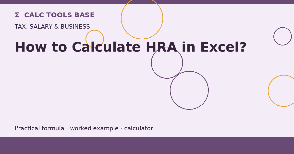 How To Calculate HRA In Excel?