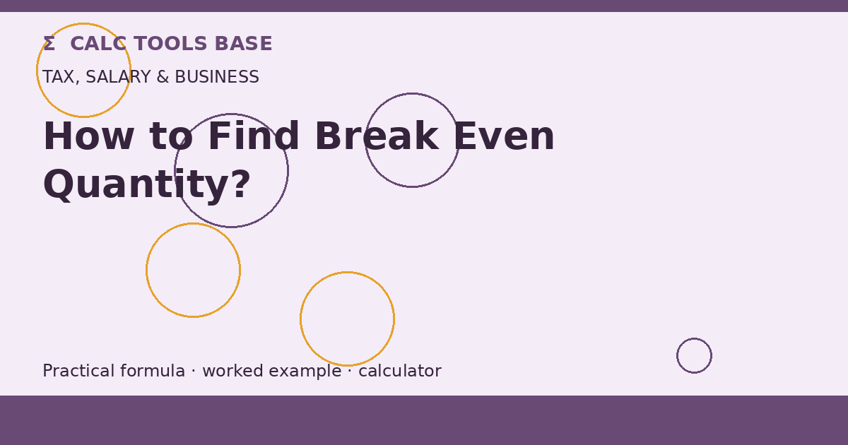 How To Find Break Even Quantity?
