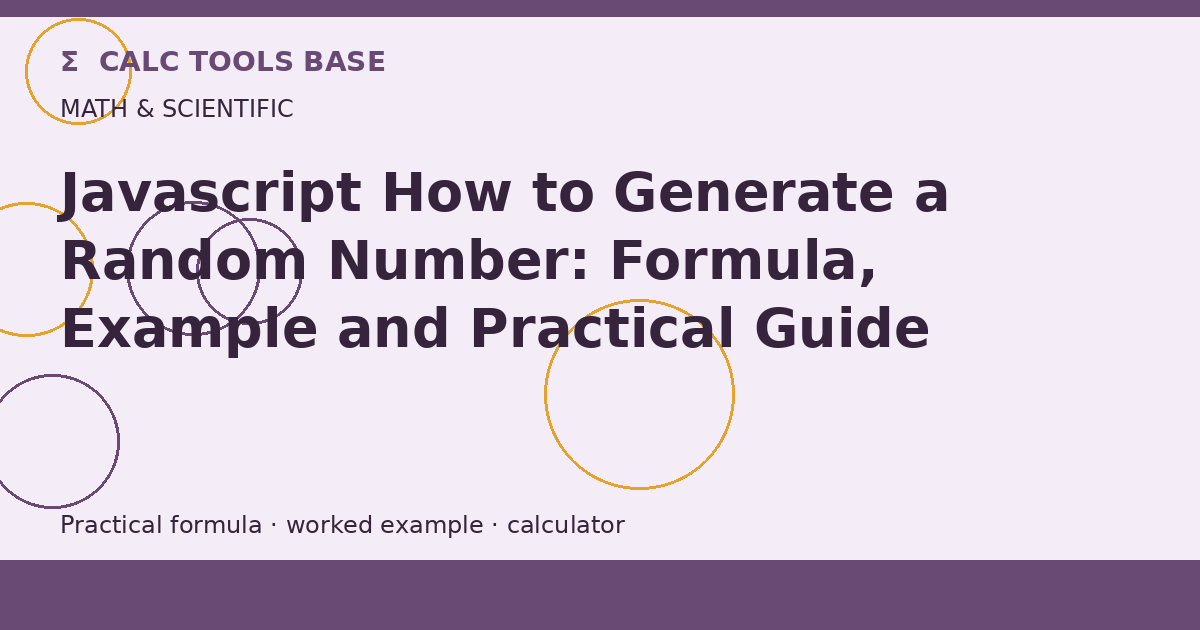 Javascript How To Generate A Random Number