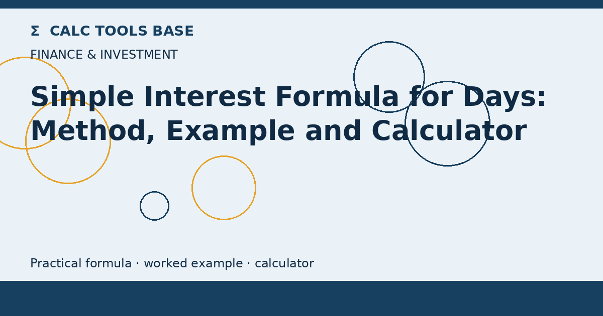 Simple Interest Formula For Days